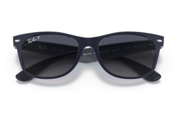 Image of Ray-Ban RB2132 New Wayfarer Sunglasses, Matte Blue On Transparent Blue Frame, Blue Gradient Lens, Polarized, 55, RB2132-660778-55