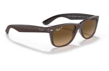 Image of Ray-Ban RB2132 New Wayfarer Sunglasses, Matte Brown On Transparent Brown Frame, Gradient Brown Lens, Polarized, 52, RB2132-6608M2-52