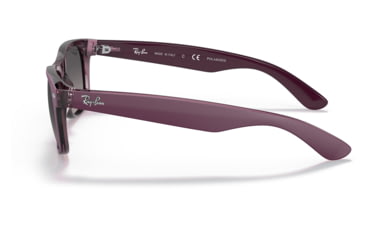 Image of Ray-Ban RB2132 New Wayfarer Sunglasses, Matte Violet On Transparent Violet Frame, Grey Gradient Lens, Polarized, 52, RB2132-6606M3-52