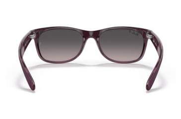 Image of Ray-Ban RB2132 New Wayfarer Sunglasses, Matte Violet On Transparent Violet Frame, Grey Gradient Lens, Polarized, 52, RB2132-6606M3-52