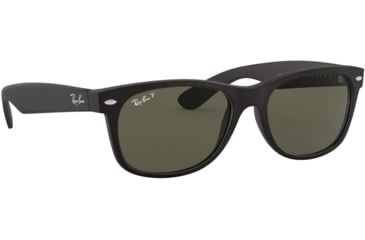 Image of Ray-Ban RB2132 New Wayfarer Sunglasses, Rubber Black Frame, Polar Green Lenses, 622/58-55