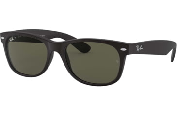 Image of Ray-Ban RB2132 New Wayfarer Sunglasses, Rubber Black Frame, Polar Green Lenses, 622/58-55