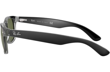 Image of Ray-Ban RB2132 New Wayfarer Sunglasses, Top Black On Transparent Frame, Green Lenses, 6052-58
