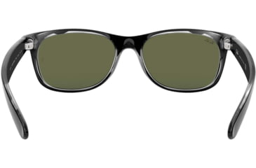 Image of Ray-Ban RB2132 New Wayfarer Sunglasses, Top Black On Transparent Frame, Green Lenses, 6052-58