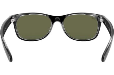 Image of Ray-Ban RB2132 New Wayfarer Sunglasses, Top Black On Trasparent Frame, Green Lenses, 6052-55