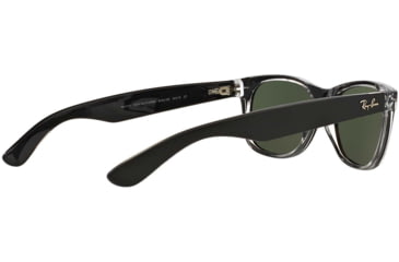 Image of Ray-Ban RB2132 New Wayfarer Sunglasses, Top Black On Trasparent Frame, Green Polar Lenses, 605258-55