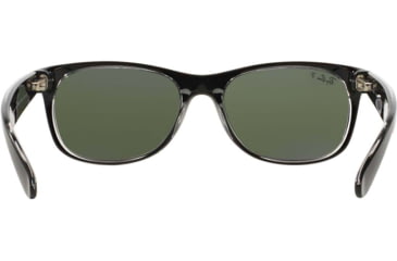 Image of Ray-Ban RB2132 New Wayfarer Sunglasses, Top Black On Trasparent Frame, Green Polar Lenses, 605258-55