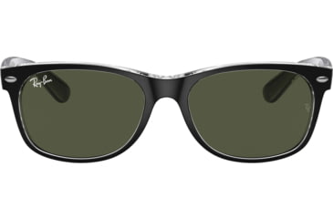 Image of Ray-Ban RB2132 New Wayfarer Sunglasses, Top Brushed Gunmetal On Trasp Frame, Green Lenses, 6052-52