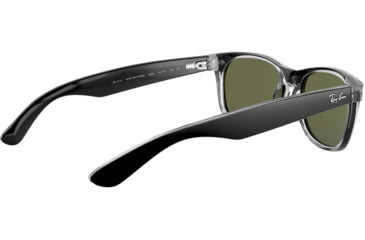 Image of Ray-Ban RB2132 New Wayfarer Sunglasses, Top Brushed Gunmetal On Trasp Frame, Green Lenses, 6052-52
