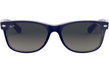 Image of Ray-Ban RB2132 New Wayfarer Sunglasses, Top Matte Blue On Trasparent Frame, Grey Gradient Lenses, 605371-52