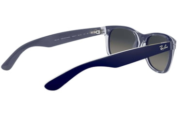 Image of Ray-Ban RB2132 New Wayfarer Sunglasses, Top Matte Blue On Trasparent Frame, Grey Gradient Lenses, 605371-55