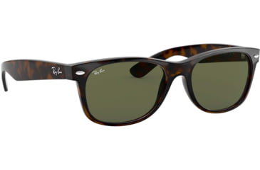 Image of Ray-Ban RB2132 New Wayfarer Sunglasses, Tortoise Frame, Crystal Green Lenses, 902-58