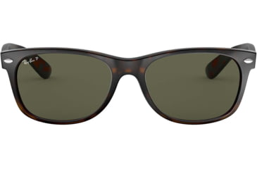 Image of Ray-Ban RB2132 New Wayfarer Sunglasses, Tortoise Frame, Crystal Green Polarized Lenses, 902/58-58