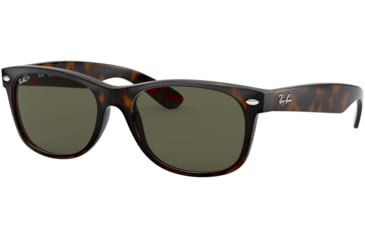 Image of Ray-Ban RB2132 New Wayfarer Sunglasses, Tortoise Frame, Crystal Green Polarized Lenses, 902/58-58