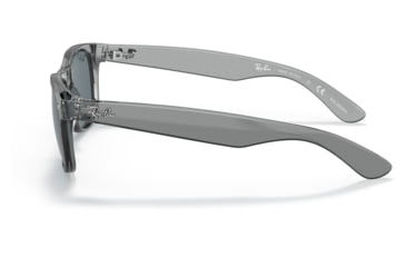 Image of Ray-Ban RB2132 New Wayfarer Sunglasses, Transparent Grey Frame, Dark Blue Lens, Polarized, 52, RB2132-64503R-52