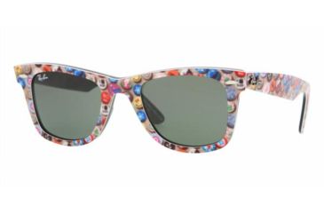 Image of Ray-Ban RB2140 SV Prescription Sunglasses - Buttons Pins On Black Crystal Green Frame / 50 mm Prescription Lenses, 1049-5022