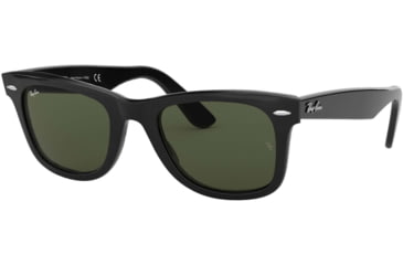 Image of Ray-Ban RB2140 Original Wayfarer Sunglasses, Black Frame, Crystal Green Lens, 901-52