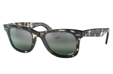 Image of Ray-Ban RB2140 Original Wayfarer Sunglasses, Grey Havana Frame, Silver/Blue Chromance Lens, Polarized, 50, RB2140-1333G6-50