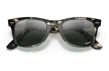 Image of Ray-Ban RB2140 Original Wayfarer Sunglasses, Grey Havana Frame, Silver/Blue Chromance Lens, Polarized, Asian Fit, 52, RB2140F-1333G6-52