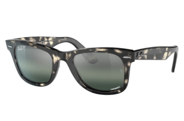 Image of Ray-Ban RB2140 Original Wayfarer Sunglasses, Grey Havana Frame, Silver/Blue Chromance Lens, Polarized, Asian Fit, 52, RB2140F-1333G6-52