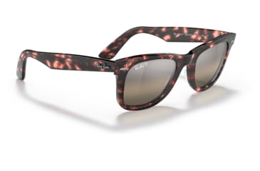 Image of Ray-Ban RB2140 Original Wayfarer Sunglasses, Pink Havana Frame, Silver/Grey Chromance Lens, Polarized, Asian Fit, 52, RB2140F-1334G3-52