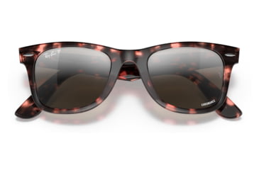Image of Ray-Ban RB2140 Original Wayfarer Sunglasses, Pink Havana Frame, Silver/Grey Chromance Lens, Polarized, Asian Fit, 52, RB2140F-1334G3-52