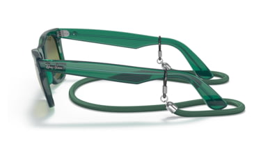 Image of Ray-Ban RB2140 Original Wayfarer Sunglasses, Transparent Green Frame, Silver/Green Chromance Lens, Polarized, 50, RB2140-6615G4-50