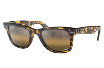 Image of Ray-Ban RB2140 Original Wayfarer Sunglasses, Yellow Havana Frame, Silver/Brown Chromance Lens, Polarized, 50, RB2140-1332G5-50