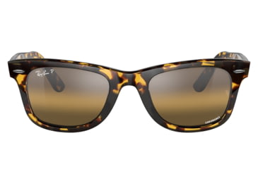 Image of Ray-Ban RB2140 Original Wayfarer Sunglasses, Yellow Havana Frame, Silver/Brown Chromance Lens, Polarized, Asian Fit, 52, RB2140F-1332G5-52
