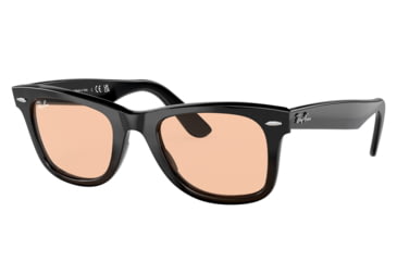 Image of Ray-Ban RB2140 Original Wayfarer Sunglasses, Black Frame, Pink Lens, Asian Fit, 52, RB2140F-601-4B-52