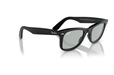 Image of Ray-Ban RB2140 Original Wayfarer Sunglasses, Matte Black Frame, Light Grey Lens, Asian Fit, 52, RB2140F-601SR5-52