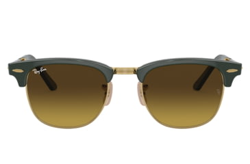 Image of Ray-Ban RB2176 Clubmaster Folding Sunglasses, Green On Arista Frame, Gradient Brown Lens, 51, RB2176-136885-51