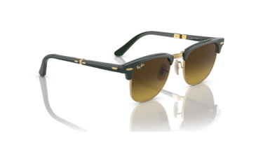 Image of Ray-Ban RB2176 Clubmaster Folding Sunglasses, Green On Arista Frame, Gradient Brown Lens, 51, RB2176-136885-51