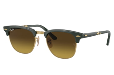 Image of Ray-Ban RB2176 Clubmaster Folding Sunglasses, Green On Arista Frame, Gradient Brown Lens, 51, RB2176-136885-51