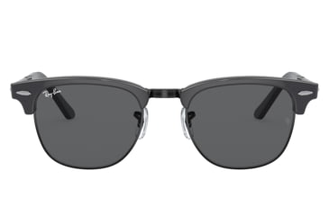 Image of Ray-Ban RB2176 Clubmaster Folding Sunglasses, Grey On Black Frame, Dark Grey Lens, 51, RB2176-1367B1-51
