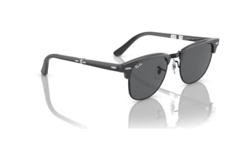 Image of Ray-Ban RB2176 Clubmaster Folding Sunglasses, Grey On Black Frame, Dark Grey Lens, 51, RB2176-1367B1-51