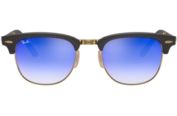Image of Ray-Ban RB2176 Clubmaster Folding Sunglasses, Matte Black Frame, Blu Flash Gradient Lenses, 901S7Q-51