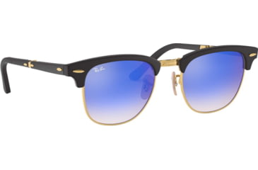 Image of Ray-Ban RB2176 Clubmaster Folding Sunglasses, Matte Black Frame, Blu Flash Gradient Lenses, 901S7Q-51
