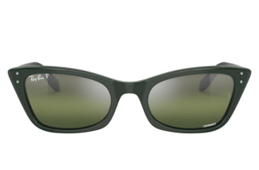 Image of Ray-Ban RB2299 Lady Burbank Sunglasses - Womens, Green Frame, Dark Green Grad Mirror Polarized Lens, 55, RB2299-6659G4-55
