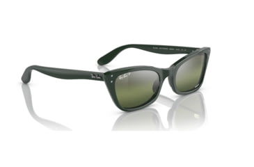 Image of Ray-Ban RB2299 Lady Burbank Sunglasses - Womens, Green Frame, Dark Green Grad Mirror Polarized Lens, 55, RB2299-6659G4-55