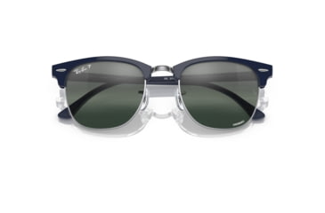 Image of Ray-Ban RB3016 Clubmaster Sunglasses, Blue On Silver Frame, Dark Blue Mirror Polarized Lens, 49, RB3016-1366G6-49