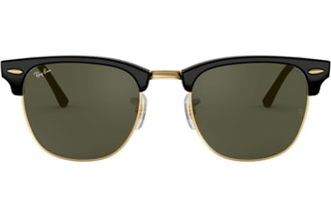 Image of Ray-Ban RB3016 Clubmaster Sunglasses, Ebony/Arista Crystal Green Frame, 51 mm Diameter Lenses, W0365-5121