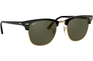 Image of Ray-Ban RB3016 Clubmaster Sunglasses, Ebony/Arista Crystal Green Frame, 51 mm Diameter Lenses, W0365-5121