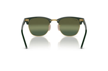 Image of Ray-Ban RB3016 Clubmaster Sunglasses, Green On Arista Frame, Dark Green Mirror Polarized Lens, 49, RB3016-1368G4-49