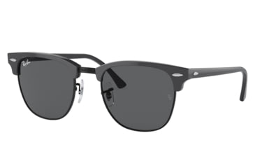 Image of Ray-Ban RB3016 Clubmaster Sunglasses, Grey On Black Frame, Dark Grey Lens, 49, RB3016-1367B1-49