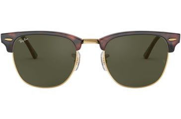 Image of Ray-Ban RB3016 Clubmaster Sunglasses, Mock Tortoise/Arista Crystal Green Frame, 51 mm Diameter Lenses, W0366-5121