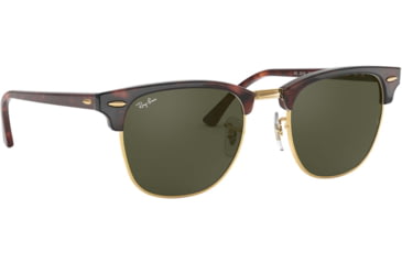 Image of Ray-Ban RB3016 Clubmaster Sunglasses, Mock Tortoise/Arista Crystal Green Frame, 51 mm Diameter Lenses, W0366-5121