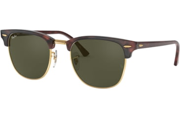 Image of Ray-Ban RB3016 Clubmaster Sunglasses, Mock Tortoise/Arista Crystal Green Frame, 51 mm Diameter Lenses, W0366-5121