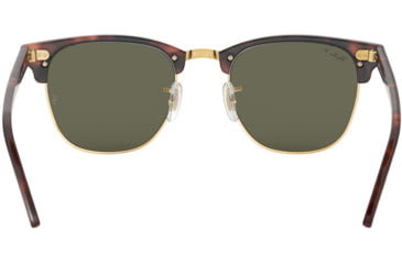 Image of Ray-Ban RB3016 Clubmaster Sunglasses, Red Havana Frame, Crystal Green Polarized Lenses, RB3016 990/58-51