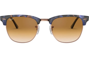 Image of Ray-Ban RB3016 Clubmaster Sunglasses, Spotted Brown/Blue Frame, Clear Gradient Brown Lenses, RB3016 125651-51
